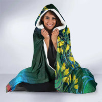 New Zealand Tui Bird Hooded Blanket Maori Koru With Pohutukawa Galaxy Style LT05 - Polynesian Pride
