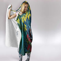New Zealand Tui Bird Hooded Blanket Maori Koru With Pohutukawa Galaxy Style LT05 - Polynesian Pride