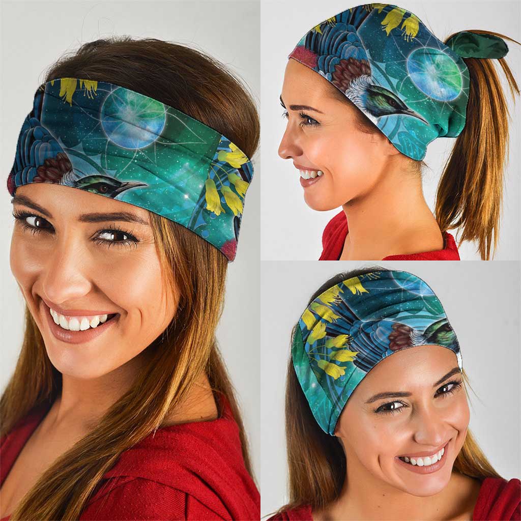New Zealand Tui Bird Neck Gaiter Maori Koru With Pohutukawa Galaxy Style - Polynesian Pride