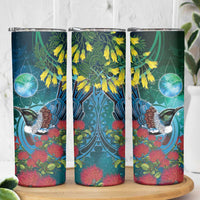 New Zealand Tui Bird Skinny Tumbler Maori Koru With Pohutukawa Galaxy Style LT05 - Polynesian Pride