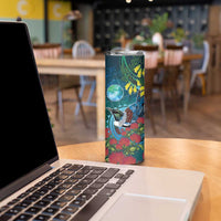 New Zealand Tui Bird Skinny Tumbler Maori Koru With Pohutukawa Galaxy Style LT05 - Polynesian Pride