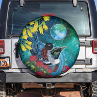 New Zealand Tui Bird Spare Tire Cover Maori Koru With Pohutukawa Galaxy Style LT05 Blue - Polynesian Pride