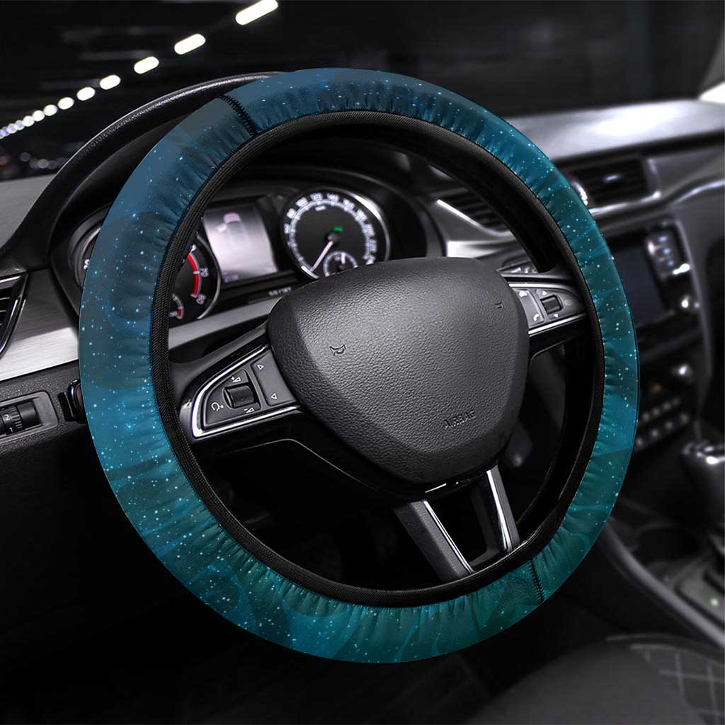New Zealand Tui Bird Steering Wheel Cover Maori Koru With Pohutukawa Galaxy Style - Polynesian Pride