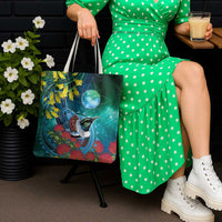 New Zealand Tui Bird Tote Bag Maori Koru With Pohutukawa Galaxy Style LT05 - Polynesian Pride