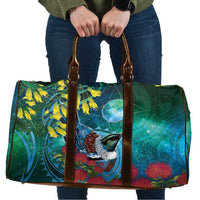 New Zealand Tui Bird Travel Bag Maori Koru With Pohutukawa Galaxy Style LT05 Blue - Polynesian Pride