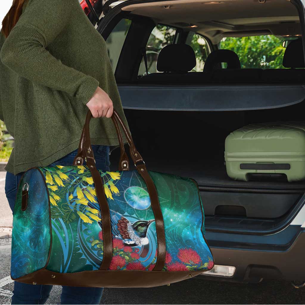New Zealand Tui Bird Travel Bag Maori Koru With Pohutukawa Galaxy Style LT05 - Polynesian Pride