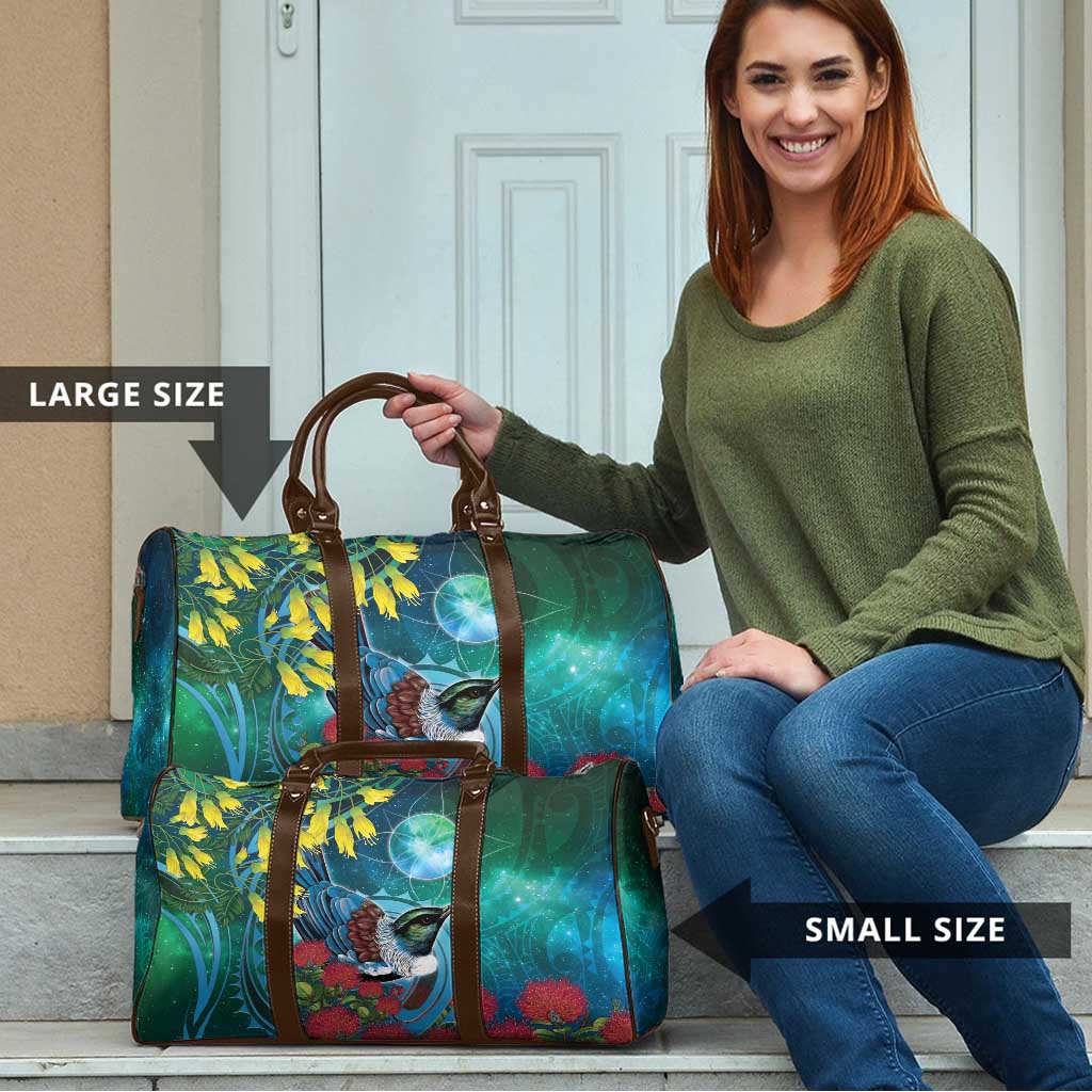 New Zealand Tui Bird Travel Bag Maori Koru With Pohutukawa Galaxy Style LT05 - Polynesian Pride
