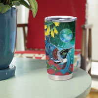 New Zealand Tui Bird Tumbler Cup Maori Koru With Pohutukawa Galaxy Style LT05 - Polynesian Pride