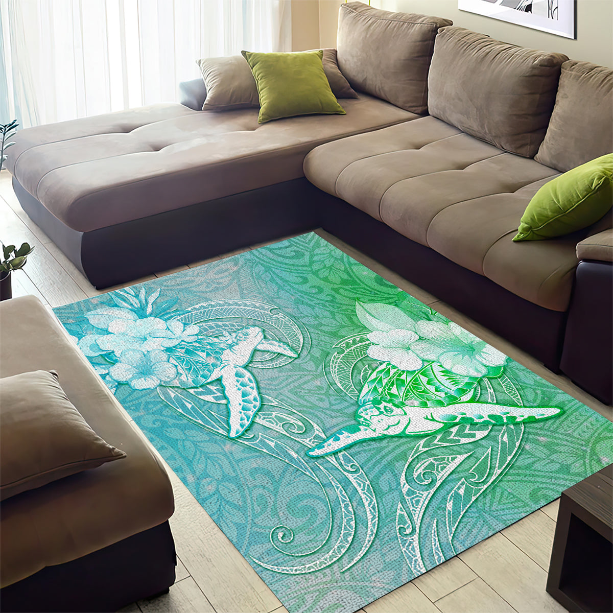 Couple Sea Turtle One Love One Heart Area Rug LT05 - Polynesian Pride