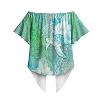 Couple Sea Turtle One Love One Heart Off Shoulder Wrap Waist Top LT05 - Polynesian Pride