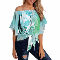 Couple Sea Turtle One Love One Heart Off Shoulder Wrap Waist Top LT05 - Polynesian Pride