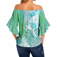 Couple Sea Turtle One Love One Heart Off Shoulder Wrap Waist Top LT05 - Polynesian Pride