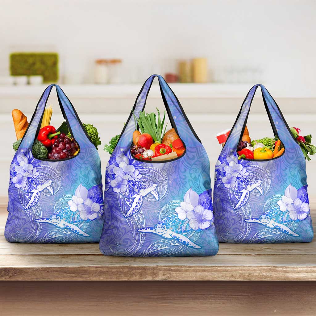 Couple Blue Sea Turtle Heart Love Grocery Bag