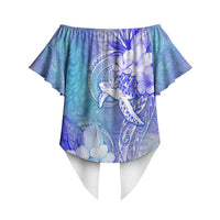 Couple Blue Sea Turtle Heart Love Off Shoulder Wrap Waist Top LT05 - Polynesian Pride