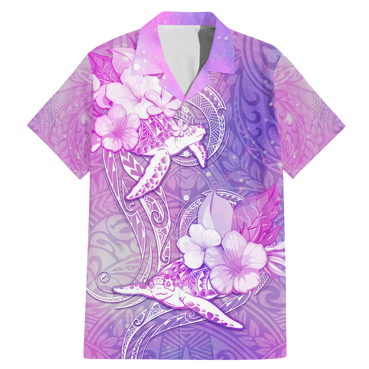 Couple Sea Turtle Love Give Us A Fairytale Family Matching Mermaid Dress and Hawaiian Shirt LT05 Dad's Shirt - Short Sleeve Pink - Polynesian Pride