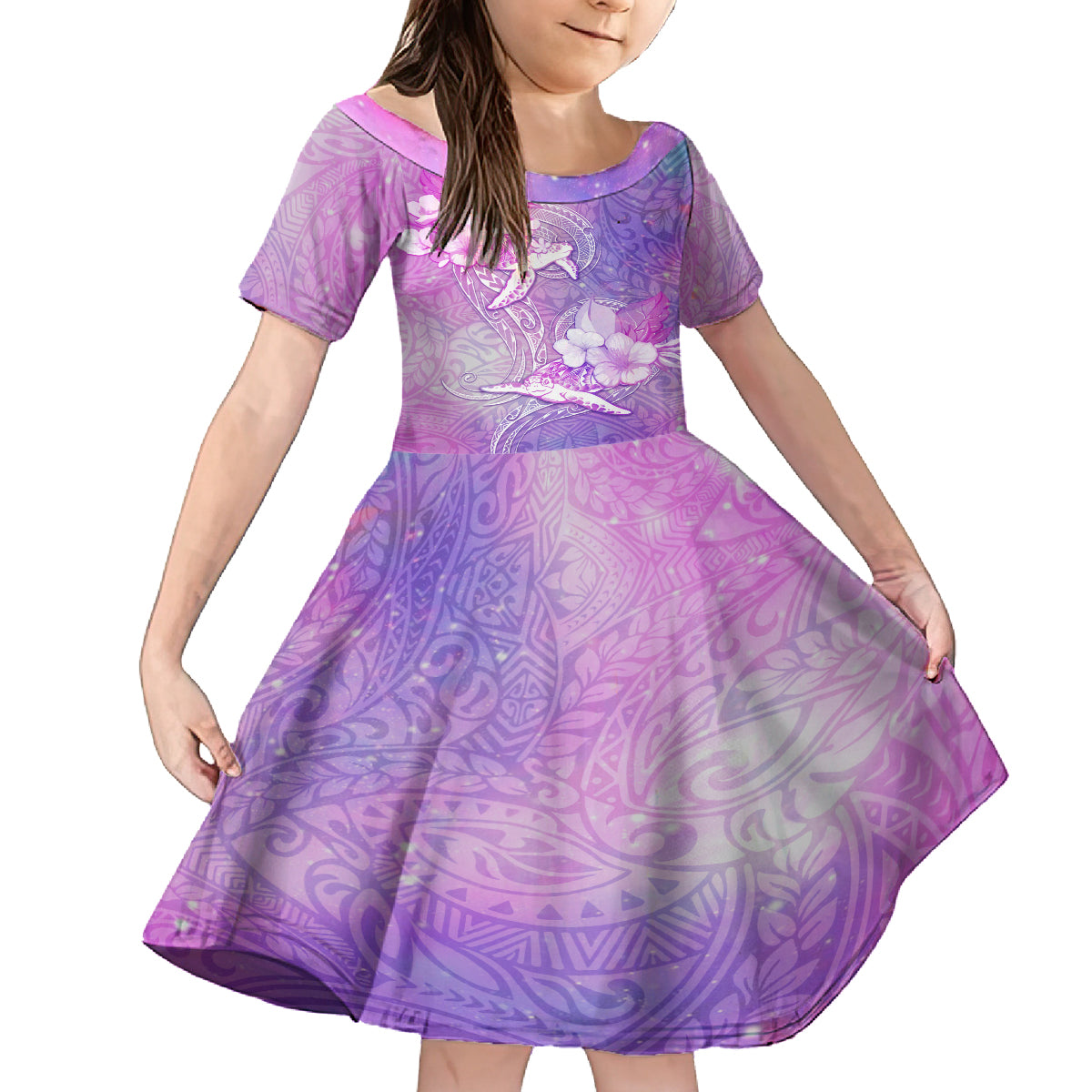 Couple Sea Turtle Love Give Us A Fairytale Family Matching Tank Maxi Dress and Hawaiian Shirt LT05 Daughter's Dress Pink - Polynesian Pride