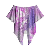 Couple Sea Turtle Love Give Us A Fairytale Off Shoulder Wrap Waist Top LT05 Pink - Polynesian Pride