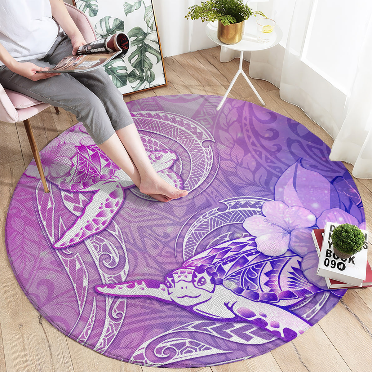 Couple Sea Turtle Love Give Us A Fairytale Round Carpet LT05 - Polynesian Pride