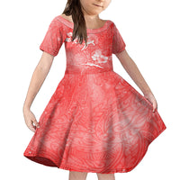 Polynesia Sea Turtle Couple Family Matching Long Sleeve Bodycon Dress and Hawaiian Shirt Happy Valentine Day Red LT05 Daughter's Dress Red - Polynesian Pride