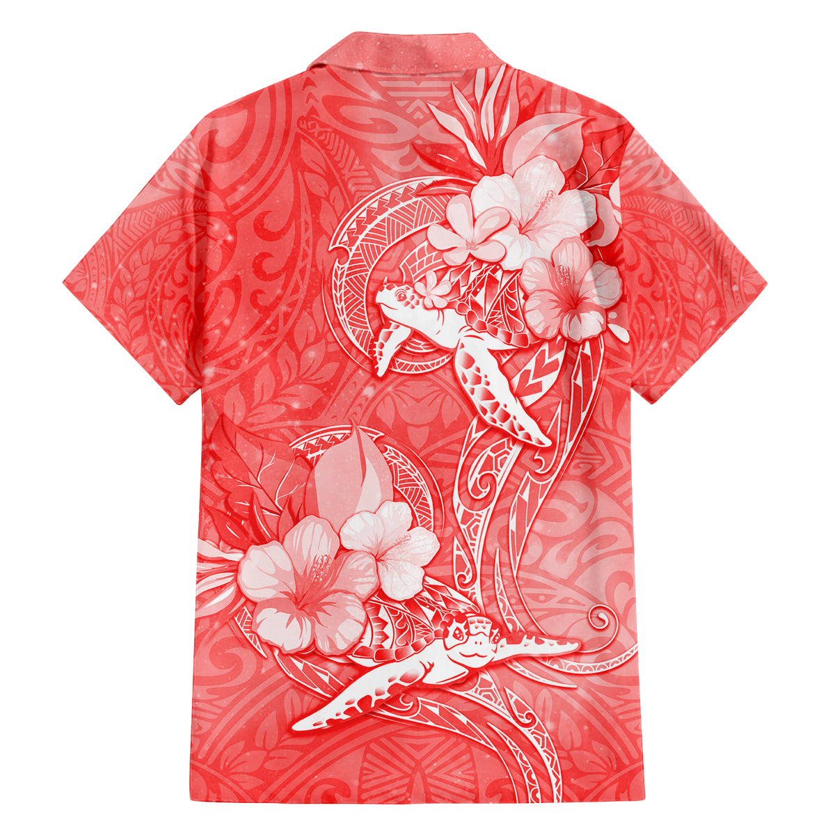 Polynesia Sea Turtle Couple Family Matching Off Shoulder Long Sleeve Dress and Hawaiian Shirt Happy Valentine Day Red LT05 - Polynesian Pride