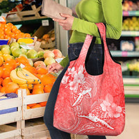 Polynesia Sea Turtle Couple Grocery Bag Happy Valentine Day Red