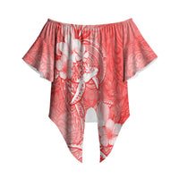 Polynesia Sea Turtle Couple Off Shoulder Wrap Waist Top Happy Valentine Day Red LT05 Red - Polynesian Pride