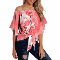 Polynesia Sea Turtle Couple Off Shoulder Wrap Waist Top Happy Valentine Day Red LT05 - Polynesian Pride