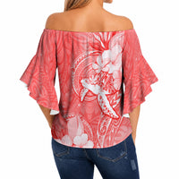 Polynesia Sea Turtle Couple Off Shoulder Wrap Waist Top Happy Valentine Day Red LT05 - Polynesian Pride