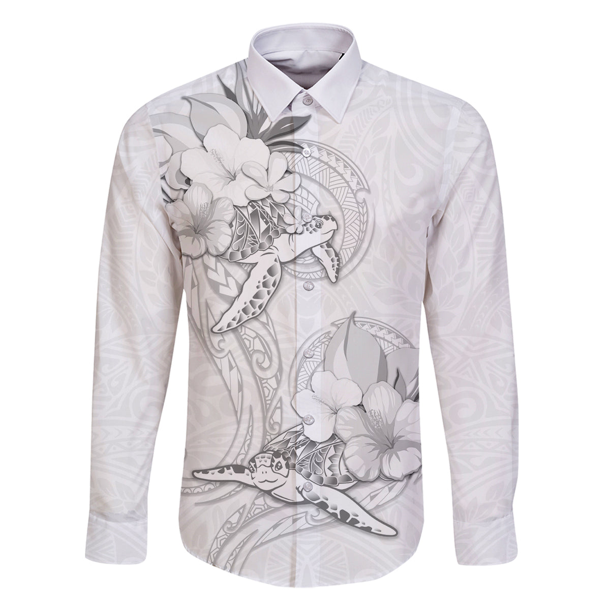 Polynesia Sea Turtle Couple Family Matching Mermaid Dress and Hawaiian Shirt Happy Valentine Day White LT05 Dad's Shirt - Long Sleeve White - Polynesian Pride