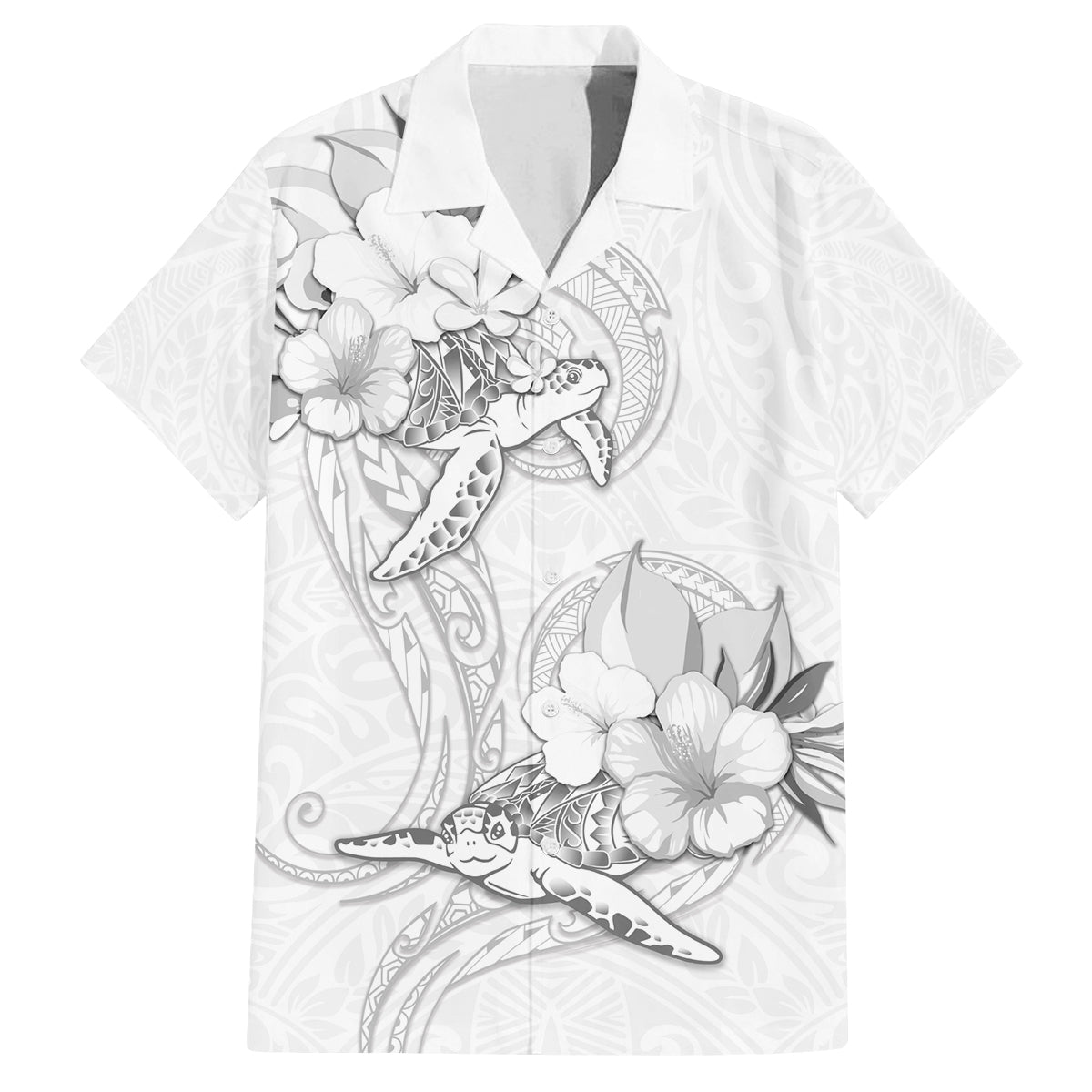 Polynesia Sea Turtle Couple Family Matching Off Shoulder Long Sleeve Dress and Hawaiian Shirt Happy Valentine Day White LT05 Dad's Shirt - Short Sleeve White - Polynesian Pride