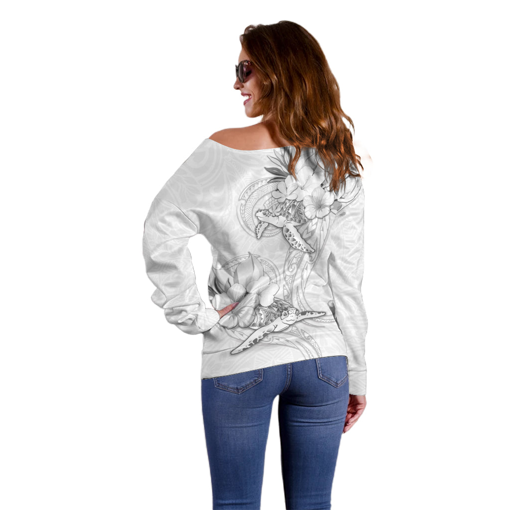 Polynesia Sea Turtle Couple Off Shoulder Sweater Happy Valentine Day White LT05 - Polynesian Pride