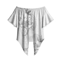 Polynesia Sea Turtle Couple Off Shoulder Wrap Waist Top Happy Valentine Day White LT05 White - Polynesian Pride