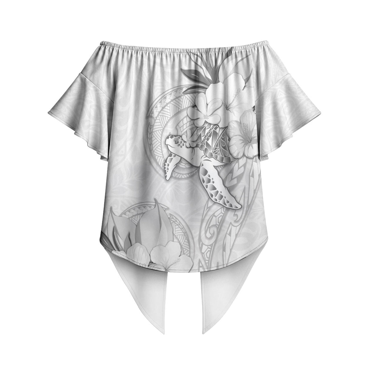Polynesia Sea Turtle Couple Off Shoulder Wrap Waist Top Happy Valentine Day White LT05 - Polynesian Pride