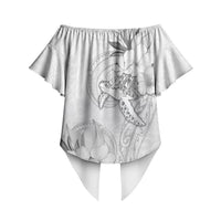 Polynesia Sea Turtle Couple Off Shoulder Wrap Waist Top Happy Valentine Day White LT05 - Polynesian Pride
