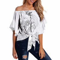 Polynesia Sea Turtle Couple Off Shoulder Wrap Waist Top Happy Valentine Day White LT05 - Polynesian Pride
