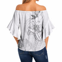 Polynesia Sea Turtle Couple Off Shoulder Wrap Waist Top Happy Valentine Day White LT05 - Polynesian Pride