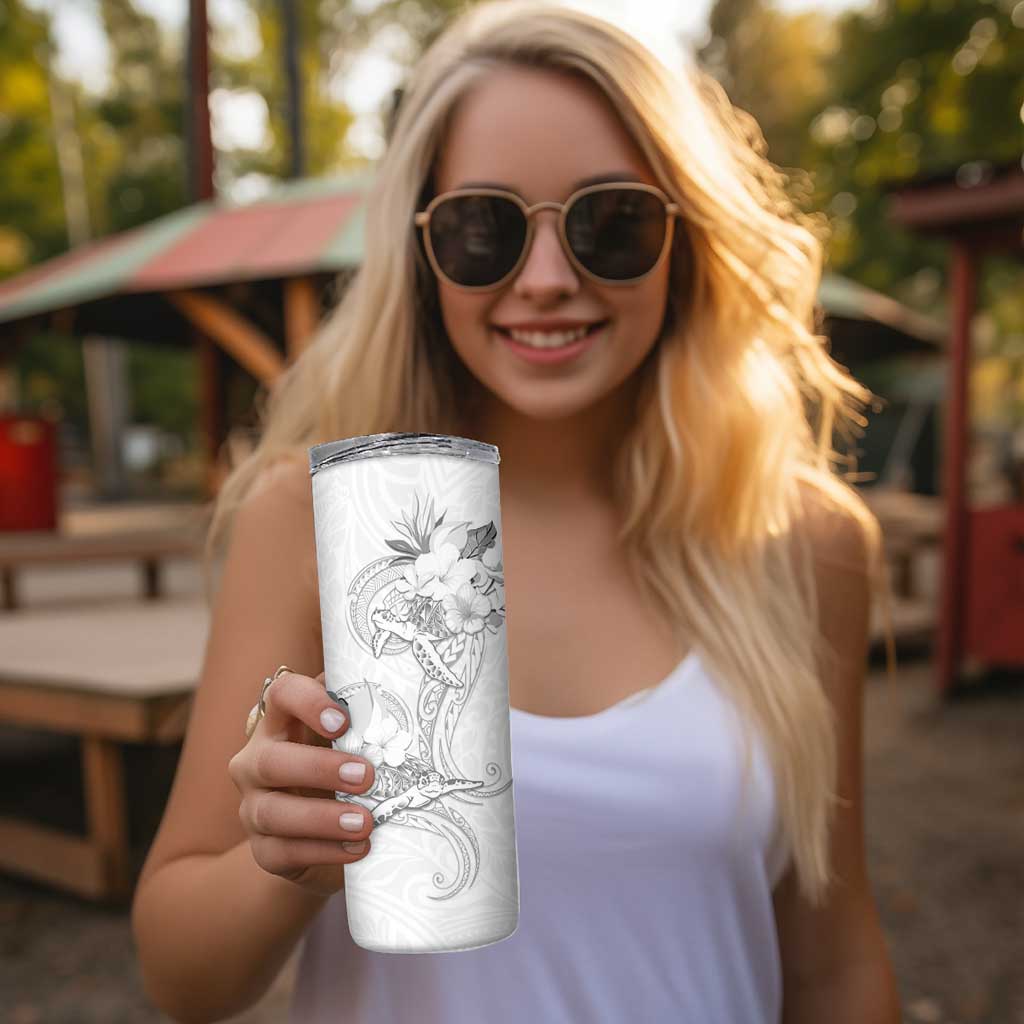 Polynesia Sea Turtle Couple Skinny Tumbler Happy Valentine Day White