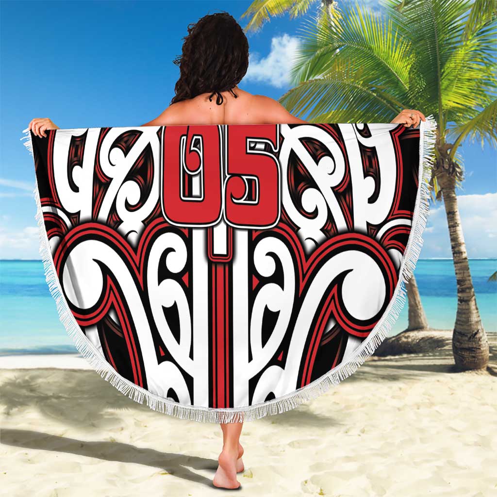 Custom Aotearoa Ngapuhi Beach Blanket Maori Tribal Pattern Mix Poutama