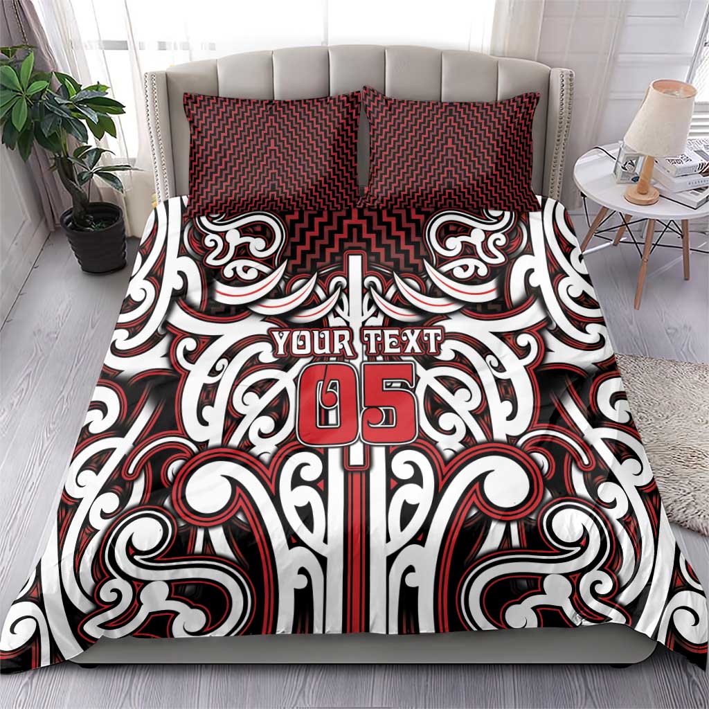 Custom Aotearoa Ngapuhi Bedding Set Maori Tribal Pattern Mix Poutama