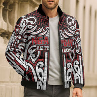 Custom Aotearoa Ngapuhi Bomber Puffer Jacket Maori Tribal Pattern Mix Poutama