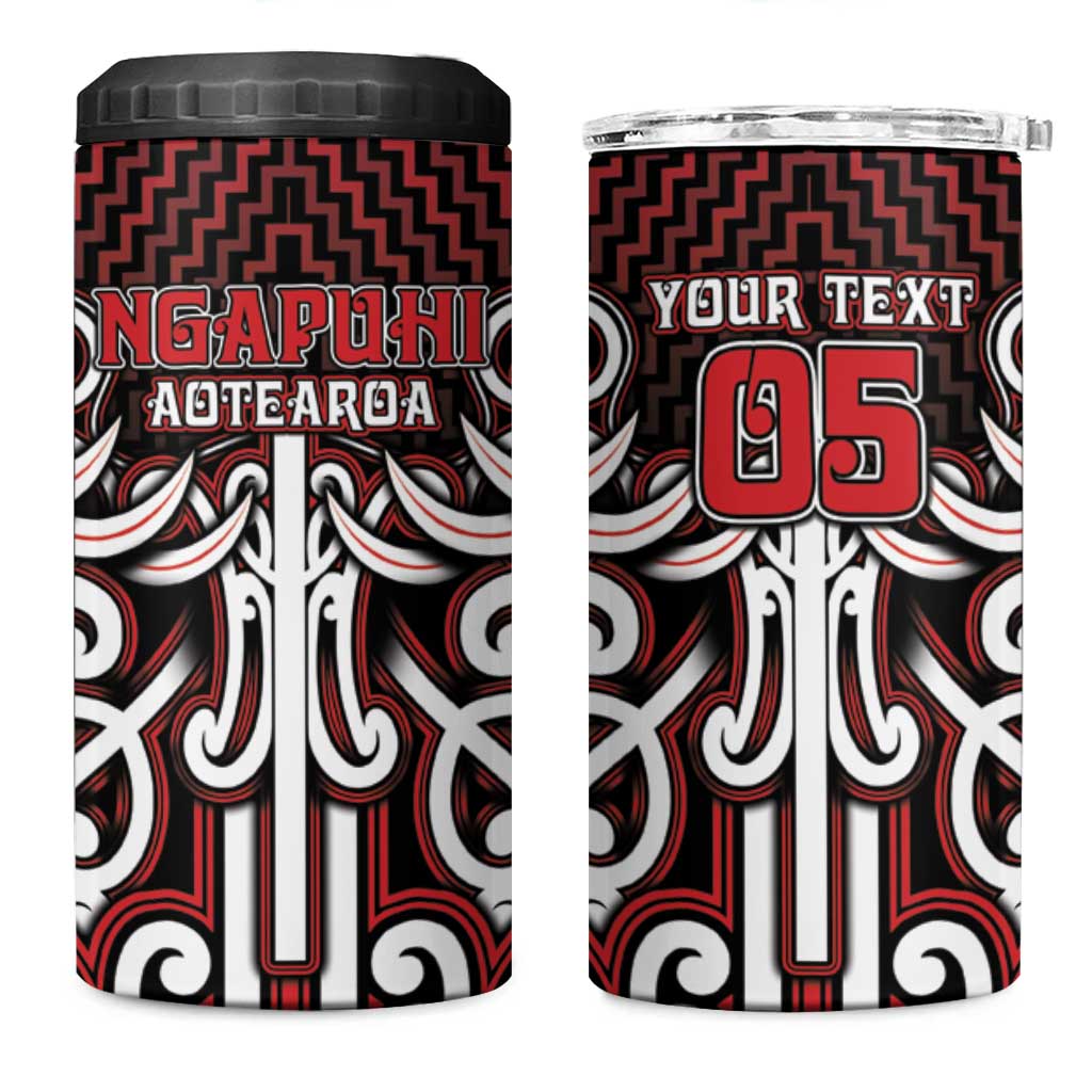 Custom Aotearoa Ngapuhi 4 in 1 Can Cooler Tumbler Maori Tribal Pattern Mix Poutama