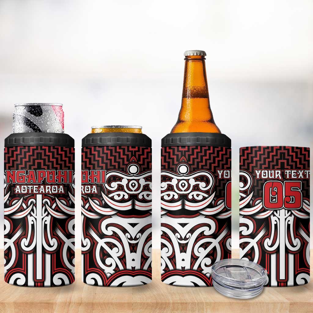 Custom Aotearoa Ngapuhi 4 in 1 Can Cooler Tumbler Maori Tribal Pattern Mix Poutama