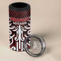 Custom Aotearoa Ngapuhi 4 in 1 Can Cooler Tumbler Maori Tribal Pattern Mix Poutama