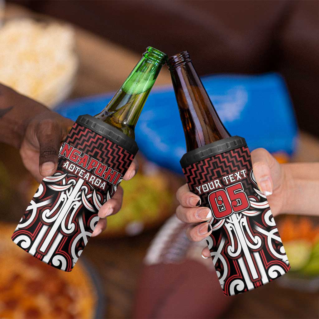 Custom Aotearoa Ngapuhi 4 in 1 Can Cooler Tumbler Maori Tribal Pattern Mix Poutama