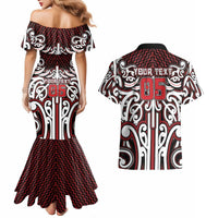 Custom Aotearoa Ngapuhi Couples Matching Mermaid Dress and Hawaiian Shirt Maori Tribal Pattern Mix Poutama LT05 - Polynesian Pride