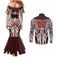 Custom Aotearoa Ngapuhi Couples Matching Mermaid Dress and Long Sleeve Button Shirt Maori Tribal Pattern Mix Poutama LT05 - Polynesian Pride