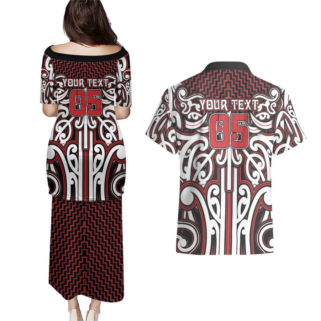 Custom Aotearoa Ngapuhi Couples Matching Puletasi and Hawaiian Shirt Maori Tribal Pattern Mix Poutama LT05 - Polynesian Pride