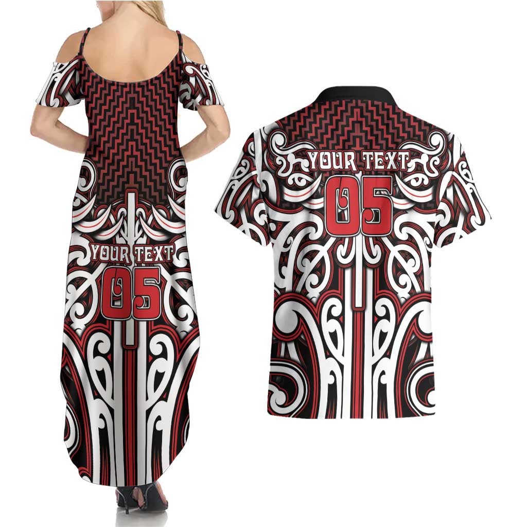 Custom Aotearoa Ngapuhi Couples Matching Summer Maxi Dress and Hawaiian Shirt Maori Tribal Pattern Mix Poutama LT05 - Polynesian Pride