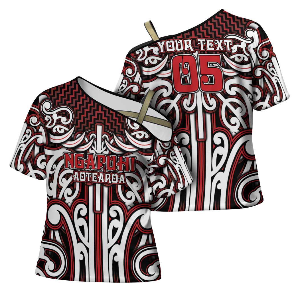 Custom Aotearoa Ngapuhi Cross Shoulder Shirt Maori Tribal Pattern Mix Poutama LT05 - Polynesian Pride
