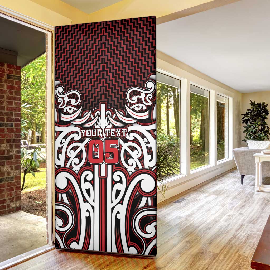 Custom Aotearoa Ngapuhi Door Cover Maori Tribal Pattern Mix Poutama